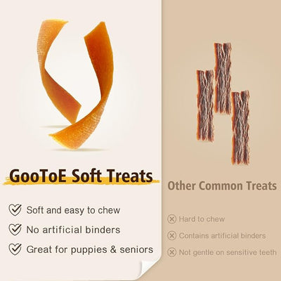 Gootoe Soft Turkey Tendon Strip with Pumpkin 3oz, Chewy Snack, USA-Sourced Turkey Tendon, Premium Training Chews, Hypoallergenic, Ideal for Small & Senior Dogs