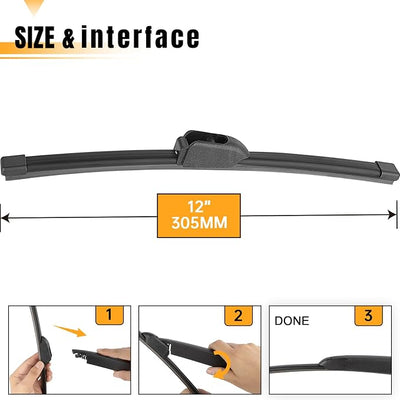 AUTOBOO 12 Inch Rear Wiper Blade for Replacement Kia Niro 2022 2021 2020 2019 2018 2017 Jaguar F-Pace 2024-2017-BACK Windshield Wiper Blade -Original Factory Quality (Pack of 1)