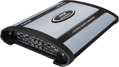 4 Ch. Car Stereo Amplifier Class AB- 1600W Bridgeable High Power MOSFET Audio Sound Auto Small Speaker Amp Box w/ Crossover, Bass Boost Control, Silver Plated RCA Input Output - Pyle PLAM1600
