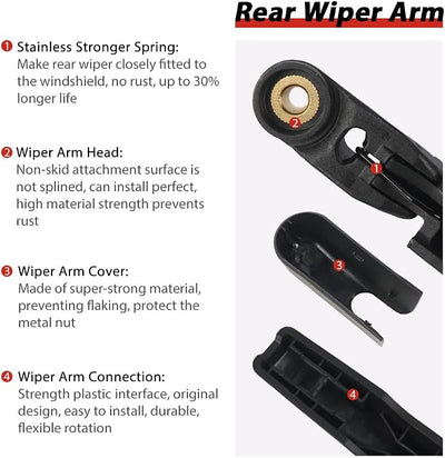 OTUAYAUTO Rear Windshield Wiper Replacement for Ford Bronco 2021-2025 Back Wiper Arm and Blade Assembly