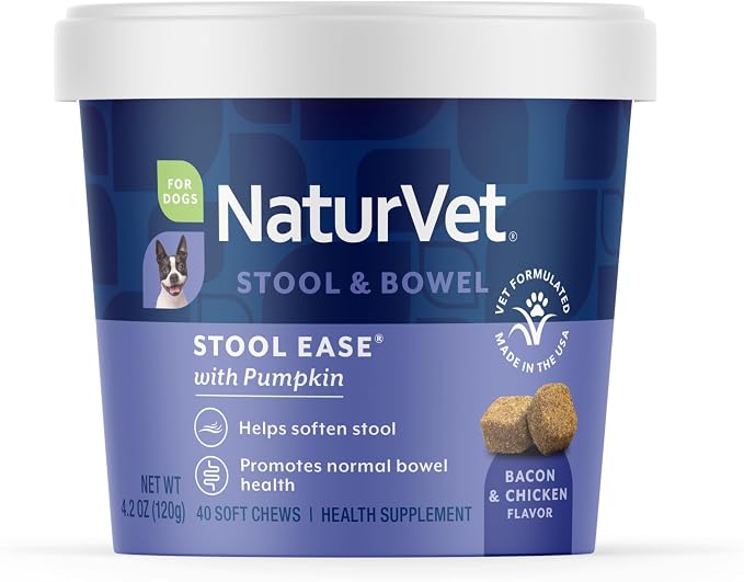Stool Ease for Dogs – 40 Soft Chews – Helps Maintain Regular Bowel Movements – Enhanced with Sugar Beet Pulp, Flaxseed & Psyllium Husk – 40 Day Supply