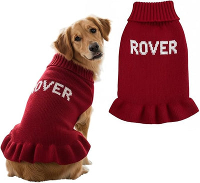 Personalized Dog Sweater Dress, Customized Pet Clothes Warm Winter Outfit for Dogs, Bright Puppy Sweatshirt, Pet Birthday Outfit, Gift for Dog Cat Lovers