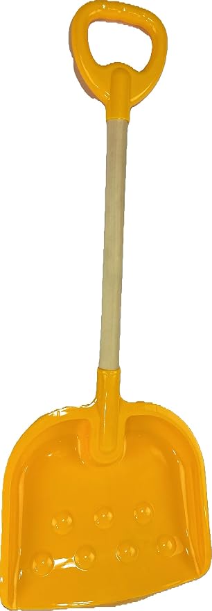 Matty's Toy Stop 28" Heavy Duty Wooden Snow Shovel with Plastic Scoop & Handle for Kids - Yellow
