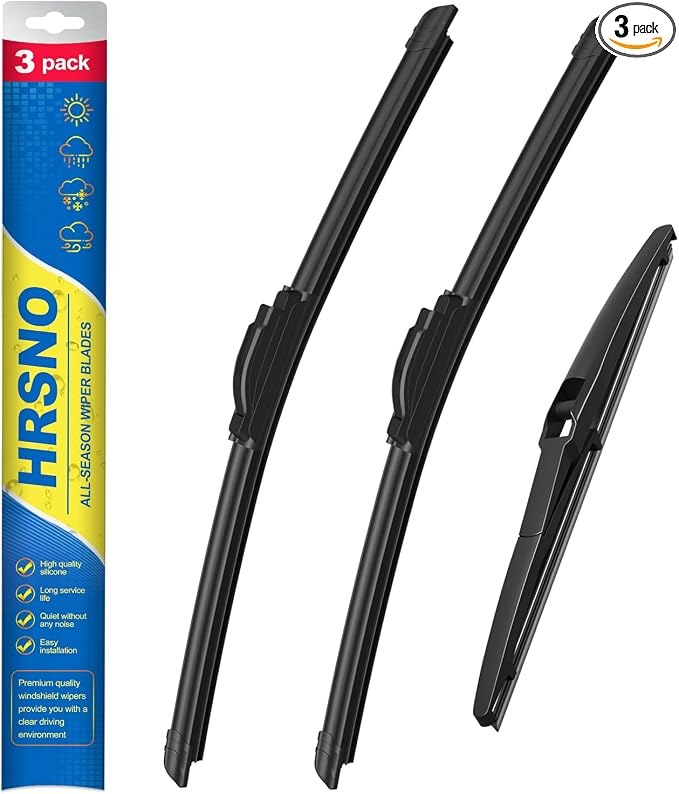 HRSNO® Wiper Blades:3-Pack Windshield Wipers for Kia Soul 2010-2019-All-Season Beam Design-Quiet Streak-Free-Exact Fit Replacement for Kia Cars (24"/20"/11")
