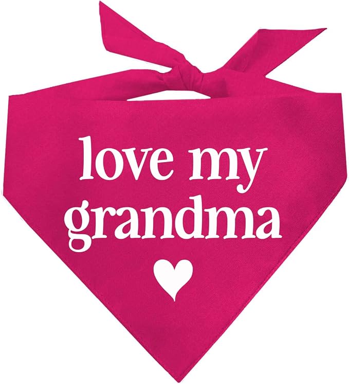 Love My Grandma Mother's Day, Valentine's Day Dog Bandana (Hot Pink, OS 399)