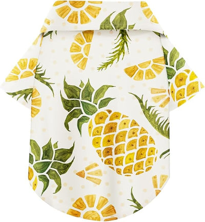 Hawaiian Dog Shirt – Lightweight and Breathable Summer T-Shirt with Tropical Prints, Fun Beach Outfit for Small, Medium, and Large Dogs, Perfect for Hot Days and Outdoor Vacation.Pineapple XXL