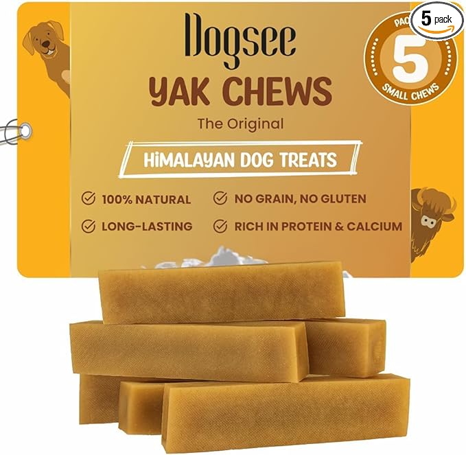Original Himalayan Yak Cheese Dog Chews (Small - 5 Bars) Yak Chews for Small Dogs.100% Natural, 60% Protein, Dog Treats for Small Breed Dog Chews
