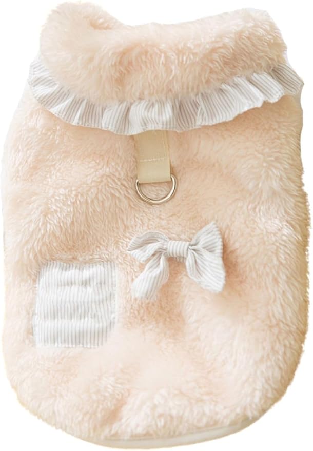 Lace Bow Decoration Puppy Coats Fleece Winter Dog Shirts Winter Coats for Small, Medium Chihuahua, Yorkie, Teacup Dogs Christmas Outfit