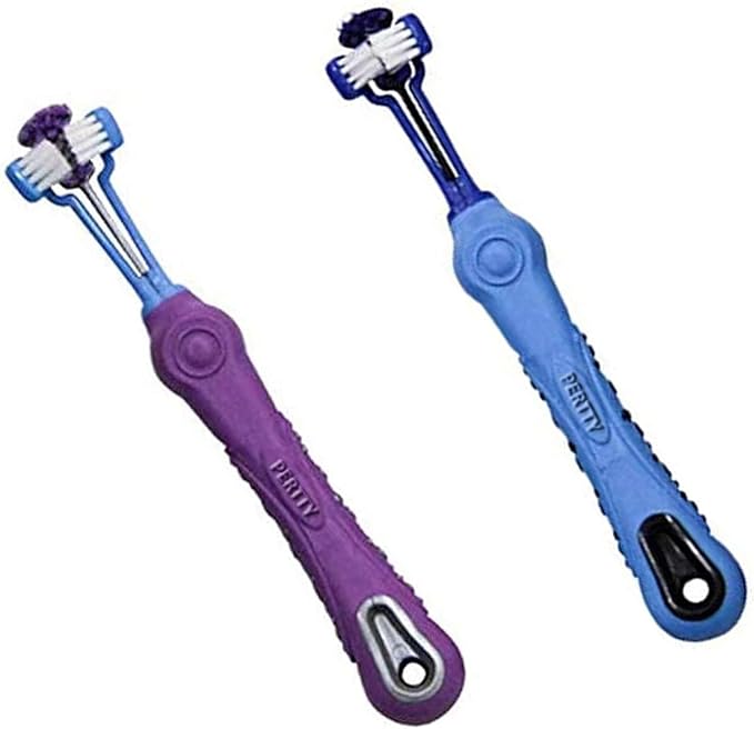 2 Pcs 3-Sided Pet Toothbrush Dog Cat Mouth Dental Teeth Care | Pet Brush for Bad Breath Tartar Cleaning