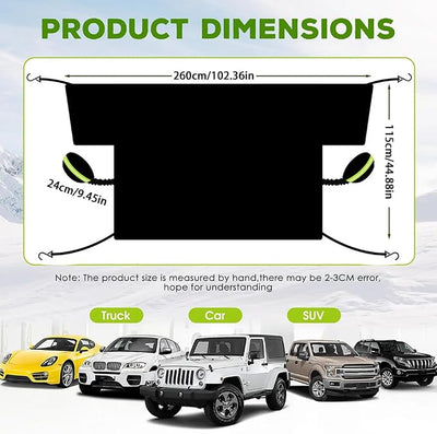 Car Windshield Snow Cover for VW Tiguan/Tiguan R/Tiguan Urban Sport/Tiguan L 2016-2022, Windshield Sun Shade Cover, Magnetic Car Anti-Snow Cover with Side Mirror Covers, Winter Frost Shield