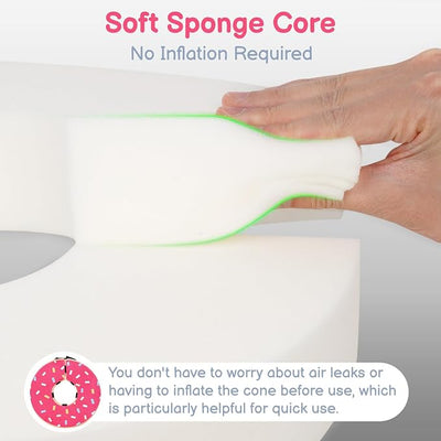 Sponge Dog Cone After Surgery, No Inflation Required Dog Donut Collar to Stop Licking, Inflatable Cone Alternatives for Medium Pets, Soft Recovery Collar with Protective Shield (Donut, M)