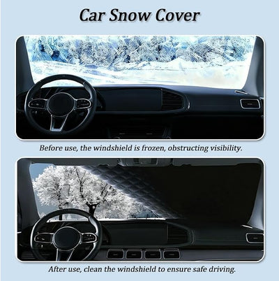 Car Snow Cover for Dodge Grand Caravan 2010–2020, Windshield Cover for Ice and Snow for Winter, Magnetic Frost Guard Windshield Cover with Side Mirror Cover,B