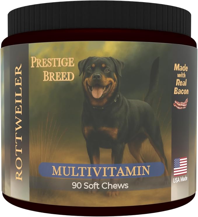 Multivitamins, Balanced Nutrition for Your Rottweiler, 90 Count, Made in The USA with Real Bacon