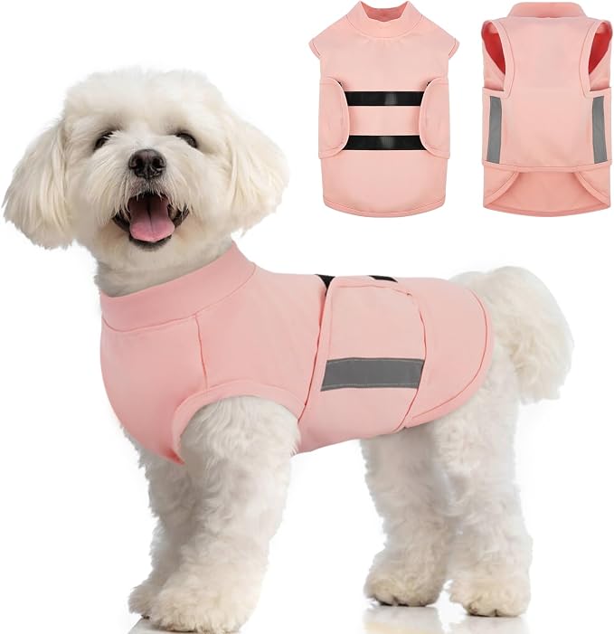 Dog Anxiety Relief Coat,Comfort Anxiety Vest for Dogs,Adjustable Dog Anxiety Calming Wrap for Fireworks,Thunderstorm,Travel,Separation,Anxiety Jacket for Small Dogs,XS,Pink