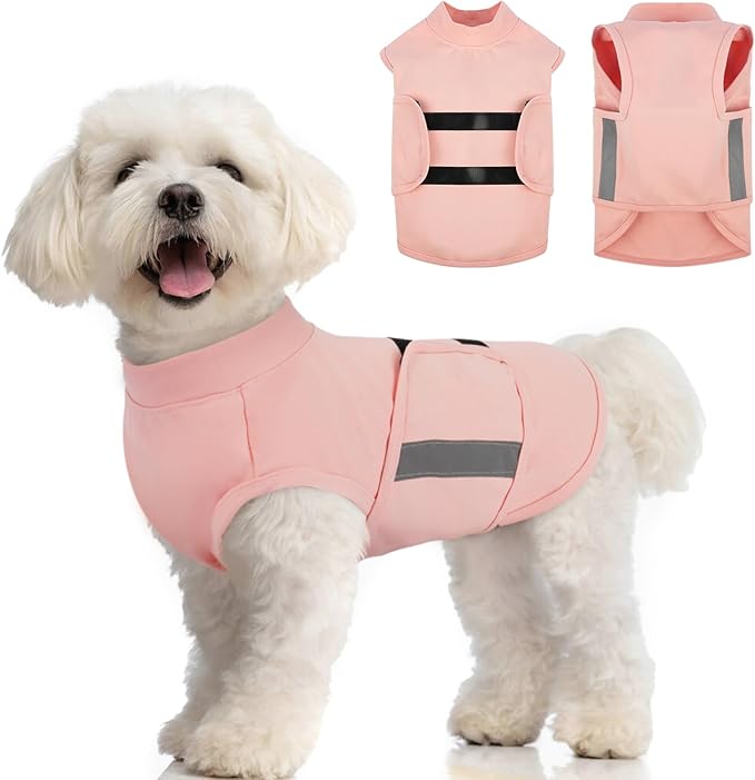 Dog Anxiety Relief Coat,Comfort Anxiety Vest for Dogs,Adjustable Dog Anxiety Calming Wrap for Fireworks,Thunderstorm,Travel,Separation,Anxiety Jacket for Small Dogs,S,Pink