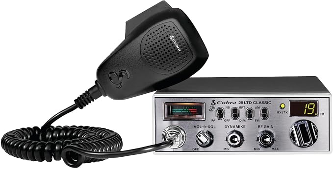 Cobra 25 LTD AM/FM Professional CB Radio – Compact, Easy to Operate, with Dual-Mode Access, 4-Watt Output, Full 40 Channels, Adjustable Dynamike Control and PA Capability, Black