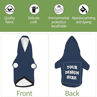 Dog Costume, Custom Dog Hoodie, Dog Name Costume Holiday Pet Pajamas Outfit, Personalized Pet Coat Costumes for Small Medium Large Dogs and Cats for Winter, Navy, M