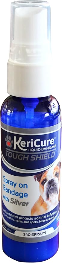 Tough Shield Silver Liquid Bandage Wound Spray for Dogs, Cats & Small Pets - 2oz Spray on Liquid Bandage First Aid - Silver Polymer Solution for Cuts, Sores & Bites - USA Made