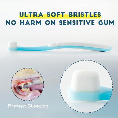 Small Dog Toothbrush, Cat & Puppy Tooth Brushing Kit, Ultra Soft & Mini Head Tooth Brush for Kitten & Tiny Pet, Doggy Toothbrushes Deep Dental Teeth Cleaning, Soft Bristles, 2 PCS - Blue
