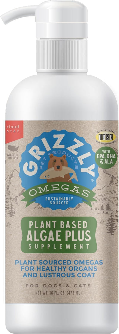 Grizzly Pet ProductsAlgal Plus Omega 3-6-9 Food Supplement for Dogs and Cats, 16 Ounce Bottle