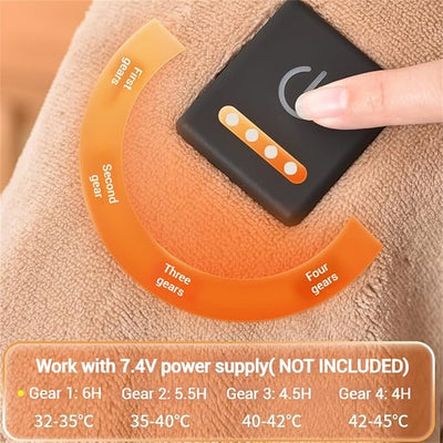 Cordless Wearable Heated Throw Blanket – Large 63"×55" Battery Powered Plush Heating Throw, Dual-Sided Flannel, USB/DC Rechargeable Heated Blanket for Camping, Car, Office & Home (Khaki)