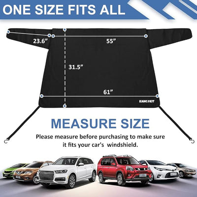 Rear Window Snow Cover, 600D Oxford Winter Windshield Cover with Long Flaps and Magnets Protect Rear Windscreen from Snow Ice Frost, All Weather Back Window Cover Snow-Shade Fit Most Cars
