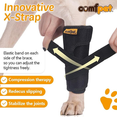 Dog Front Leg Brace, Dog Leg Support Wrap with Plastic Bar Stabilizers, Canine Front Leg Wrap Sleeve to Prevent Licking, Dog Sprains, Arthritis (Medium)
