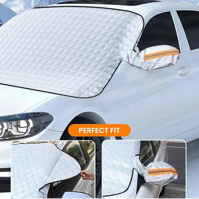 Car Windshield Snow Cover, Ice Frost Car Window Covers with Magnetic Edges & Side Mirror Protector, Windproof UV Sunshade Windscreen Covers for Cars, SUV, Truck (L 58 * 45inch)