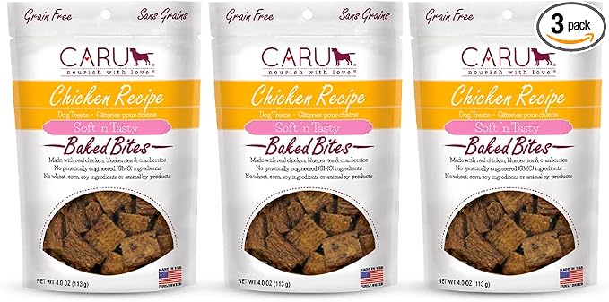 Soft n’ Tasty Baked Bites - Chicken Bites Dog Treats - Flavorful Training Treats - 4 oz Bags - Pack of 3