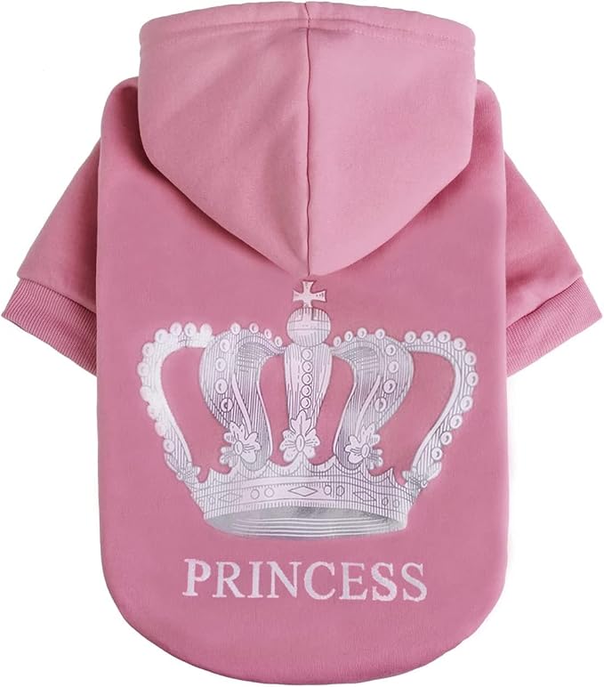 EXPAWLORER Princess Dog Hoodie-Soft Dog Sweater Calming Fleece Sweatshirt Cold Weather Pet Clothes,Pitbull Clothes Outfits,Coat Apparel for Puppy,Cat, Small Medium Large Dogs,Pink X-Small