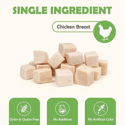 MON2SUN Freeze-Dried Chicken Dog and Cat Treats, Single Ingredient Training Treats, High Protein Grain-Free Snack & Food Topper, 6 oz