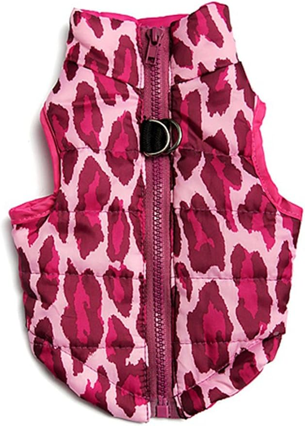 Winter Warm Dog Vest for Cold Weather - Waterproof Windproof Coat for Small & Medium Dogs, Leopard Red