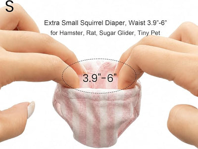 3Pcs Extra Small Squirrel Diapers Reusable (Size S, 3.9" – 6" Waist) | Washable, Stretchable, Highly Absorbent and Leak-Proof, Tiny Pet Diapers for Hamsters, Sugar Glider, Rats, Mice