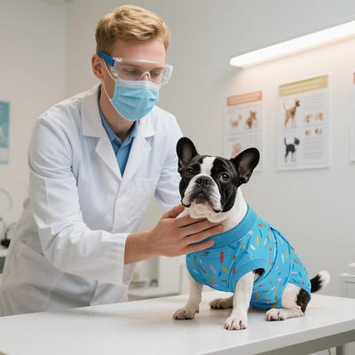 Kuoser Dog Surgery Suit, Dog Surgery Suit Male Neuter, Comfy Puppy Recovery Suit Doggie Onesie, Post-Op Onesie for Female & Male Dogs, Soft Protective Wear, BlueRibbon XS