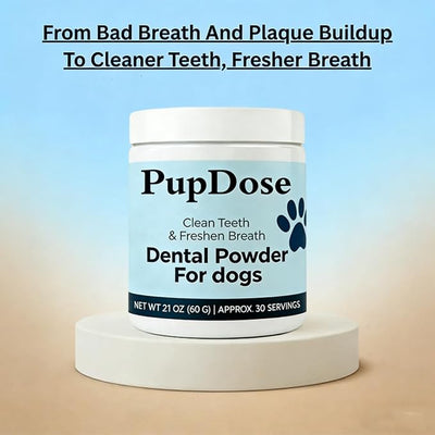 Dental Powder for Dogs, Teeth Cleaning & Fresh Breath, Tartar Control Dog Supplement, Supports Healthy Gums & Oral Care, Easy Mix Daily Dental Care for Dogs, Natural Breath Freshener (5 Pcs)