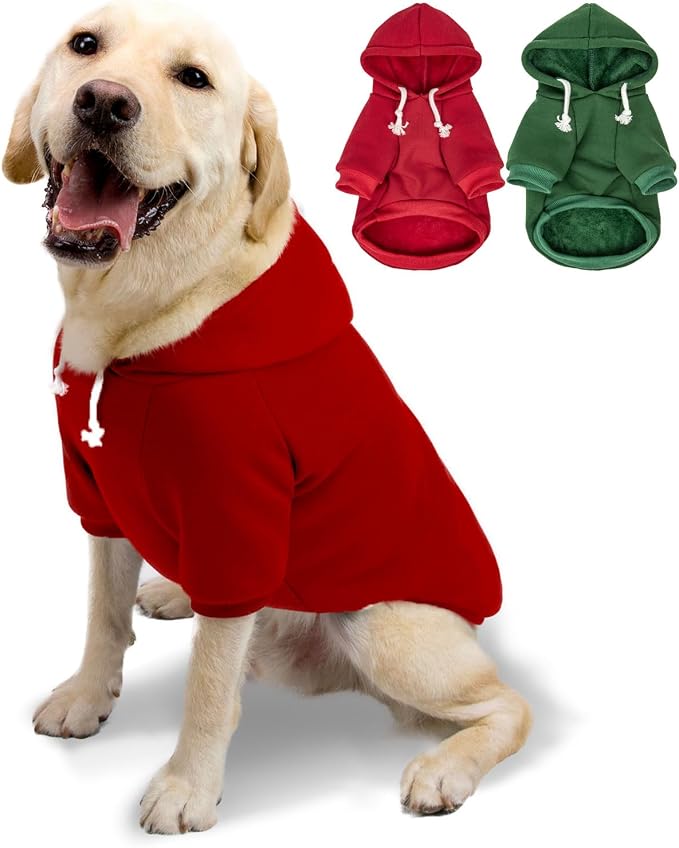 2-Pack Dog Hooded Sweaters & Jackets - Soft Dog Clothes Hoodie for Small/Medium/Large Dogs & Cats | All-Season Comfort & Fit, Stylish Pet Shirts Apparel & Accessories (Wine red, Dark Green, XX-Large)