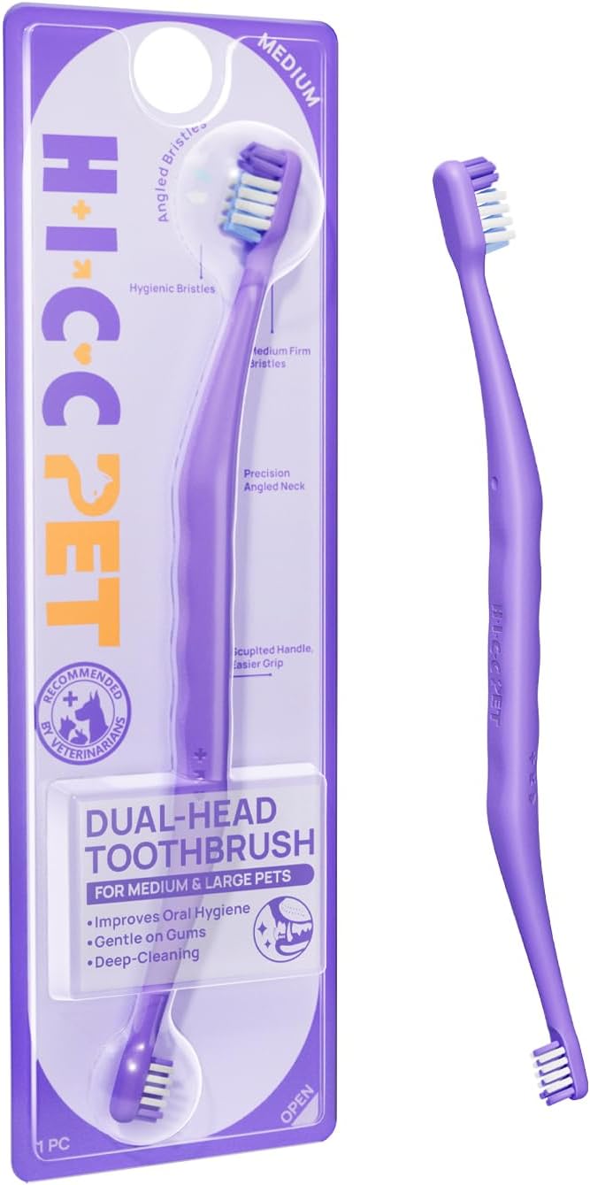 Toothbrush for Dogs & Large Cats, Vet-Recommended Ergonomic Pet Toothbrush for Easy Teeth Cleaning, Gentle on Gums, Cat & Dog Dental Care, Improves Oral Hygiene. Toothpaste Not Included