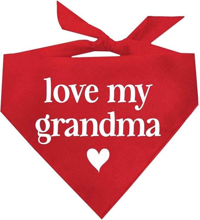 Love My Grandma Mother's Day, Valentine's Day Dog Bandana (Red, OS 399)