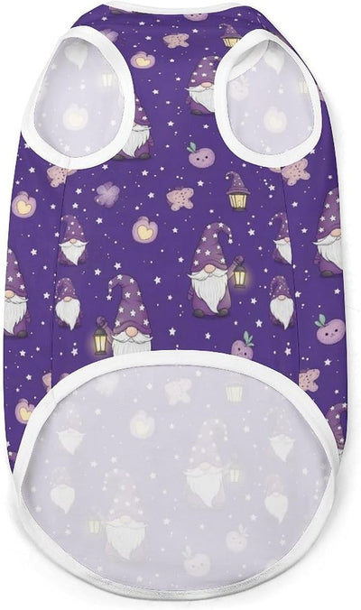 Lightweight Pet Vest for Dogs, Soft Breathable Sleeveless Puppy Shirt Cartoon Sleepy Gnome Purple, Daily & Outdoor Pet Clothing, Small