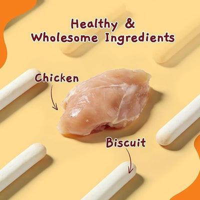 Jungle Calling 1.32 lb Chicken Wrapped Biscuit Dog Treats, Grain-Free & Rawhide-Free Dog Chews, Crunchy Training Snacks for Small, Medium & Large Dogs