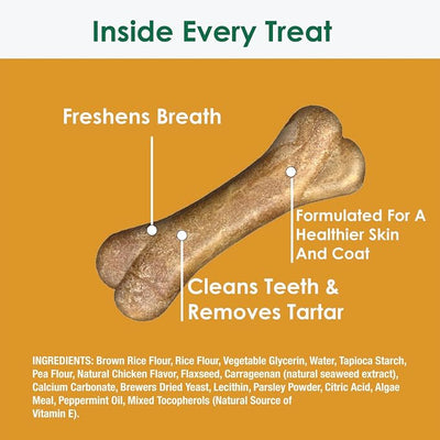 Bonies Natural Skin & Coat Formula Medium-Sized Single Bone - Promote Silky Coat & Healthy Skin, Healthy Teeth & Fresh Breath, Low Calories - Chicken Flavor, [Medium Dogs], 8 Bones