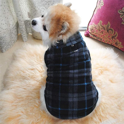 Dog Sweater, Soft Fleece Vest with Leash Ring Pullover Jacket Winter Pet Dog Clothes for Puppy Small Dog Cat Teddy Chihuahua Yorkshire for Christmas (Large, Black Grey Plaid)