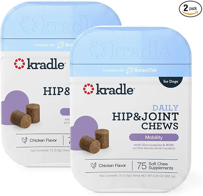 Hip & Joint Chews for Dogs - Glucosamine Chondroitin MSM Hyaluronic Acid - Active and Senior Dog Mobility Support - 150 Soft Chews