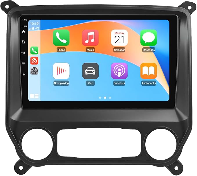 Junsun 4Core Car Radio Stereo for Chevy Silverado GMC Sierra 2014 2015 2016 2017 2018 with 10 inch Touchscreen Wireless Carplay Android Auto FM WiFi Bluetooth SWC