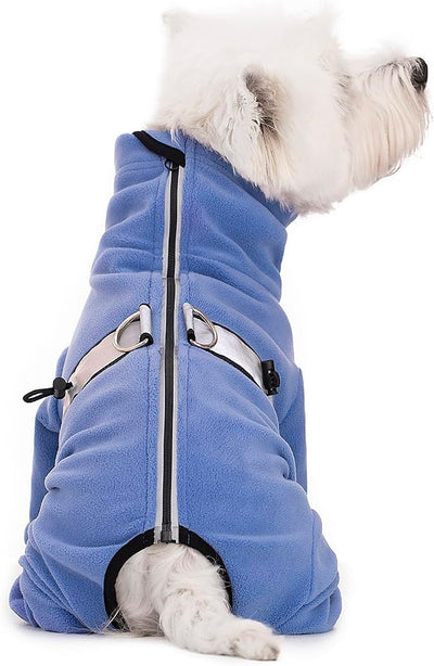 Polar Fleece Dog Pajamas Bodysuit - Small Medium Dog Winter Jacket & Sweater - Four-Legged Warm Clothes