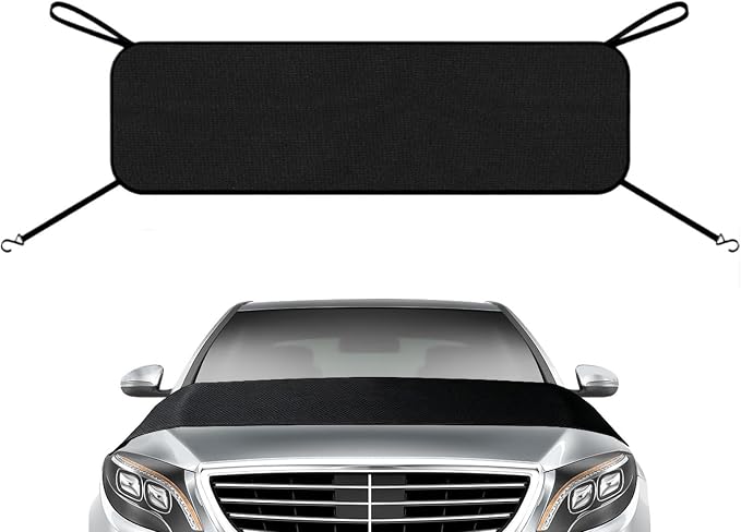 All Weather Waterproof Windshield Cover with Built-in Rain Diverter Gutter, Multi-Functional Leaf Debris Blocker & Snow Frost Ice Shield, Magnetic No-Scratch Front Glass Protector for Outdoor Parking