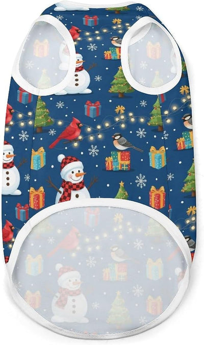 Summer Spring Cool Pet Vest for Dogs, Breathable Lightweight Sleeveless Puppy Shirt Christmas Tree Bird Snowman, Ideal for Outdoor Walking, Medium