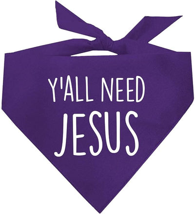 Y'all Need Jesus Christmas Easter Religious Dog Bandana (159 Purple, X-Small)
