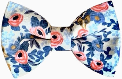 Detachable Dog Bow Tie, Slide-On Pet Bowtie for Collars, Stylish Durable Dog Lover Accessory Small, Medium & Large Dogs (White Rose, X-Large (5.5in Wide))
