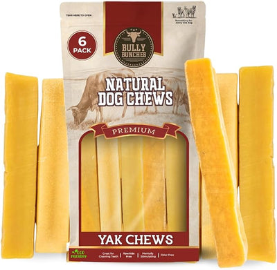 Bully Bunches Small Authentic Yak Cheese Himalayan Chews for Small Dogs & Puppies - All Natural Dog Treat Dental Chews, Made with Real Yak Milk for Teething - Lactose & Rawhide Free (6 Pk)